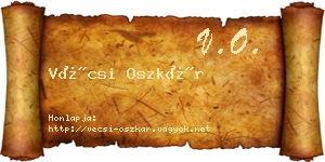 Vécsi Oszkár névjegykártya